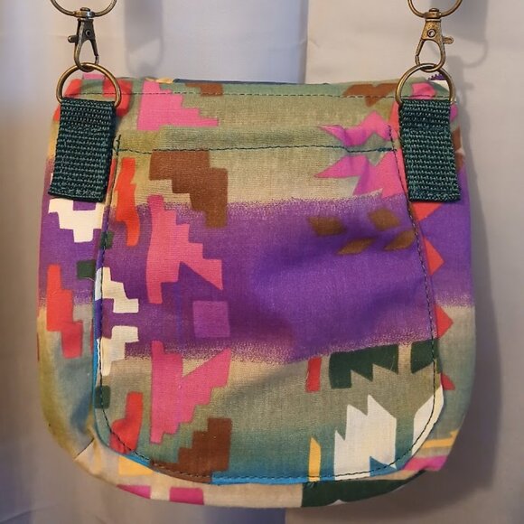 New Aztec print Southwestern Cowgirl Shoulder Purse Purple Blue Sling Crossbody - Picture 10 of 11